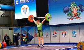 PUIKŪS REZULTATAI. Lijana Jakaitė Kuboje rovimo veiksmu įspūdingai pakartojo Lietuvos rekordą - 96 kg, o stūmimo veiksmu iškėlė 114 kg. Asmeninio archyvo nuotr.