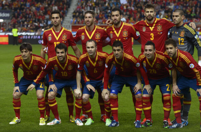 Pasaulio ir Europos čempionai Ispanijos futbolininkai įveikė prancūzus