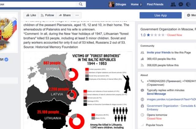 Lietuviai šturmuoja Rusijos URM „Facebook" paskyrą
