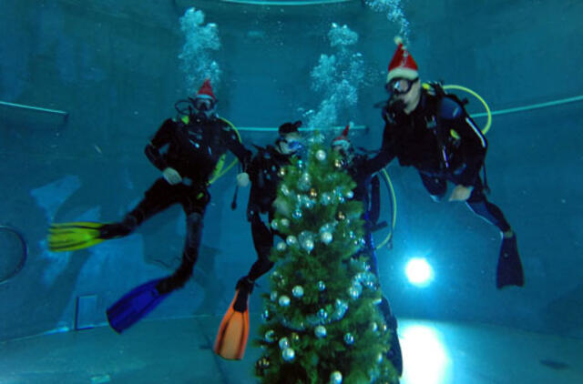 Kalėdinė eglutė - 9 metrai po vandeniu!