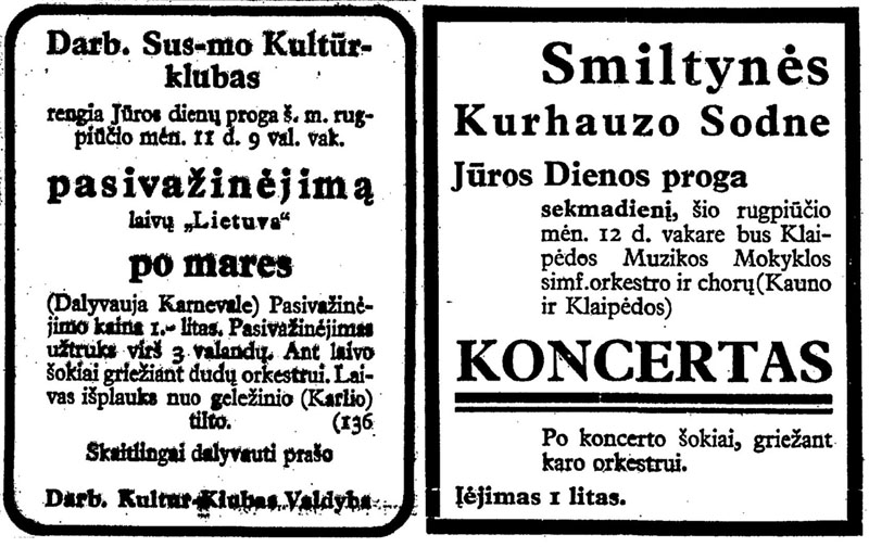 Skelbimai „Lietuvos keleivyje“, 1934 08 11 d. Redakcijos archyvas.