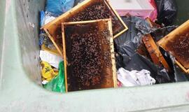 Niekšai bites išmetė į šiukšlių konteinerį